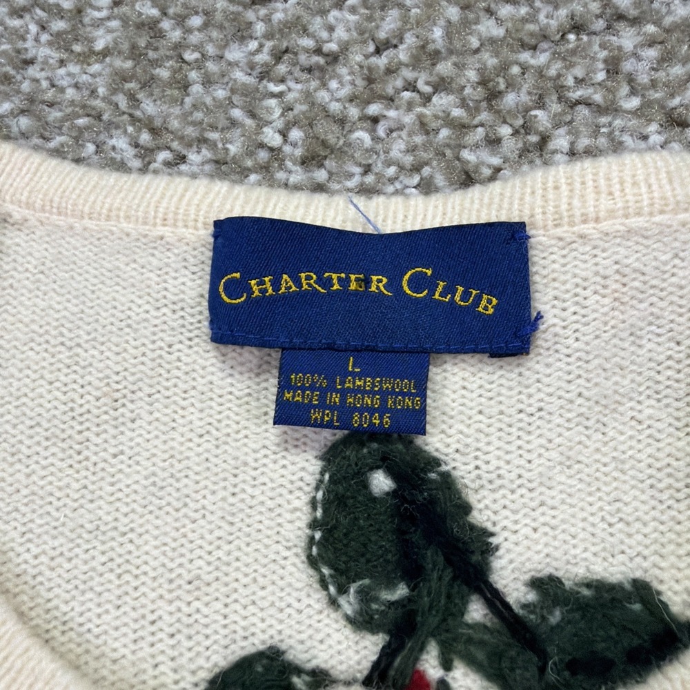 Vintage Holly Berry Lambswool Cardigan Size Large 90s Charter Club - Picture 3 of 8